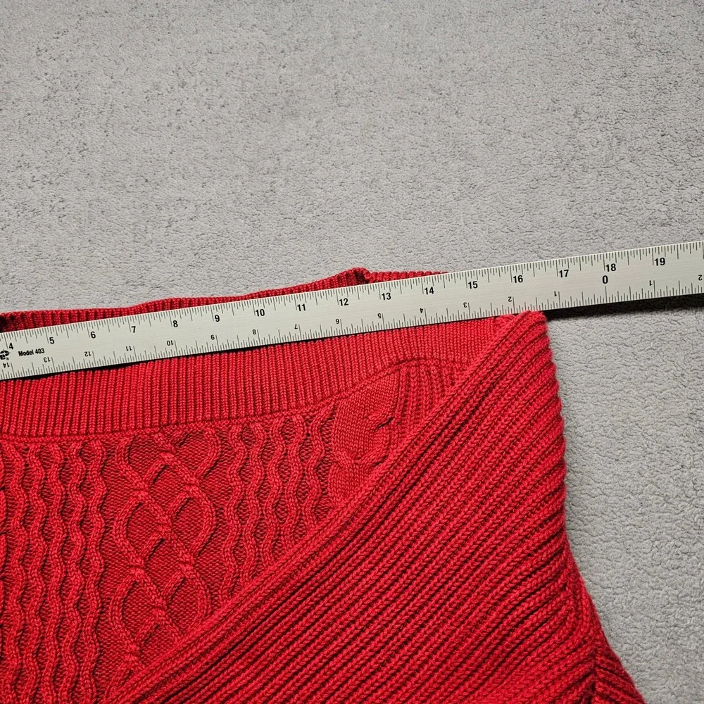 Tommy Hilfiger Cable Knit Sweater Womens XL Red Cotton Blend TJHHAK599B Pullover